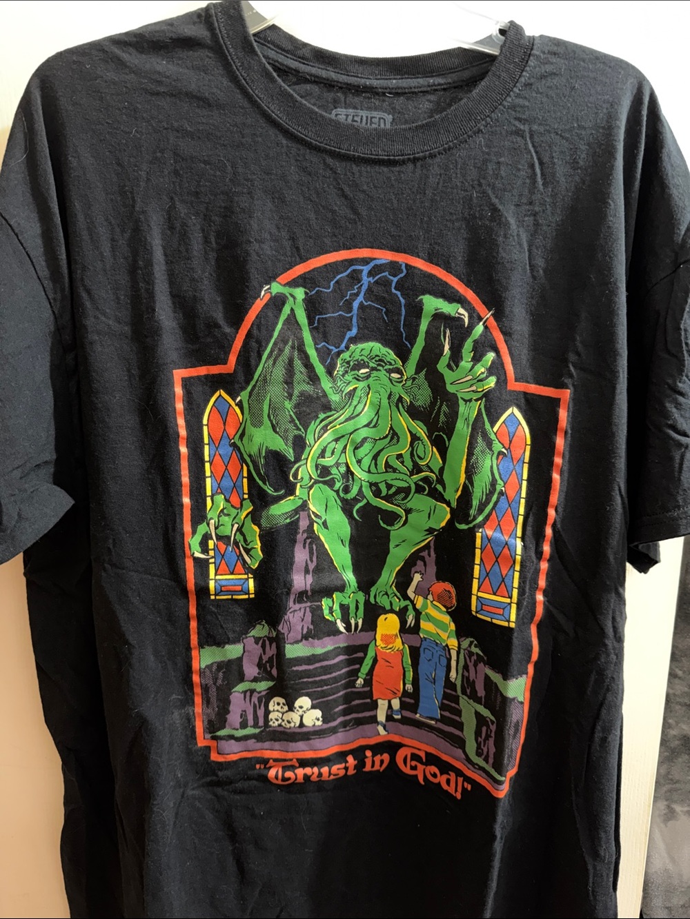 Cthulhu 'Trust in God' XL Graphic Tee - Black